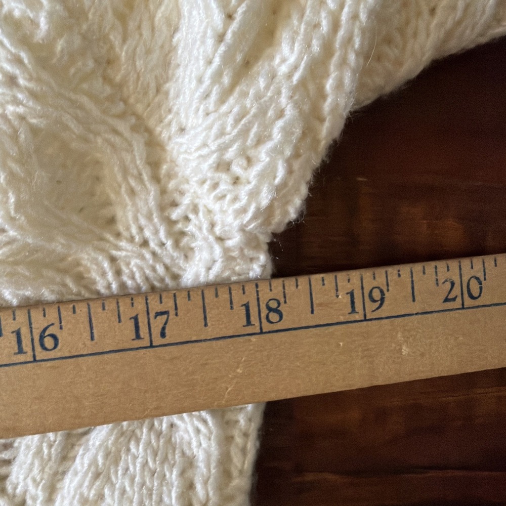 Cream Cable Pointelle Open Knit Sweater Womens  M 3/4 Sleeve Scoop Neck  a.n.a - Picture 11 of 13